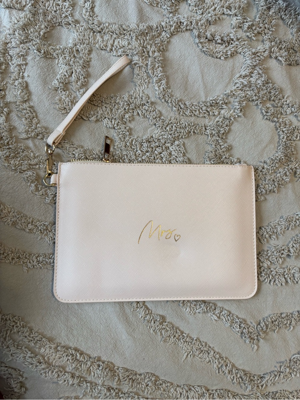 MRS. Blush Pink Wristlet Clutch with Gold Script